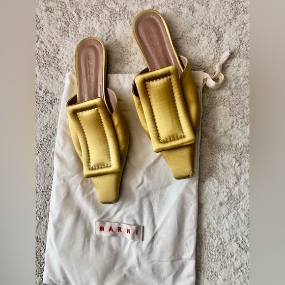 Marni Yellow Satin Sabot Mules (only used once, look like new) - Picture 2 of 3